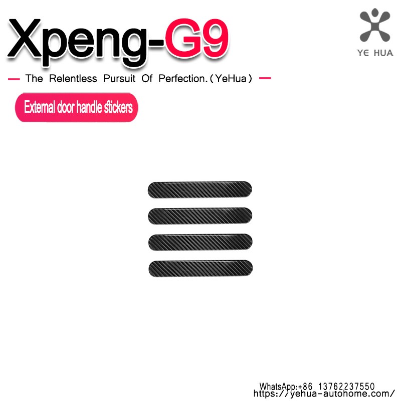 For Xpeng G9 2022-25 ABS Carbon Fiber Pattern Door Handle Sticker Bright Black Handle Scratch Protection Exterior Accessories