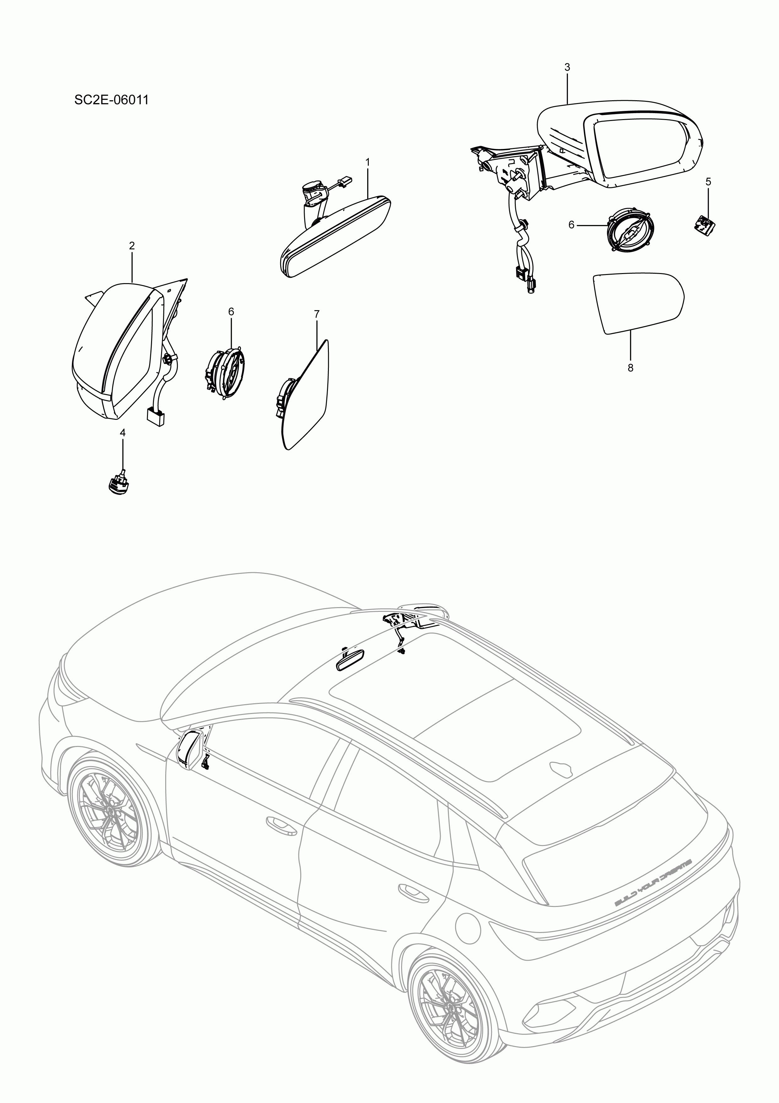 SC2E-06011 rearview mirror