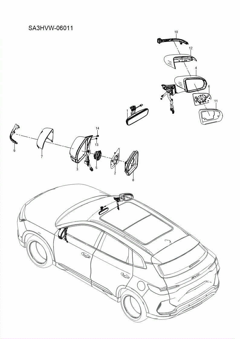 SA3HJ-06011 rearview mirror
