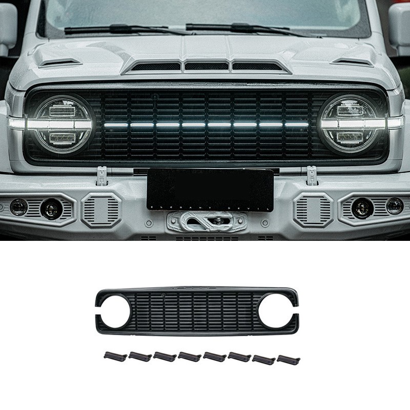 Car Grille Fit for Tank 300 Dark Grille Modified Front Face Retro Grille Headlamp Cover Frame Car Exterior Accessories
