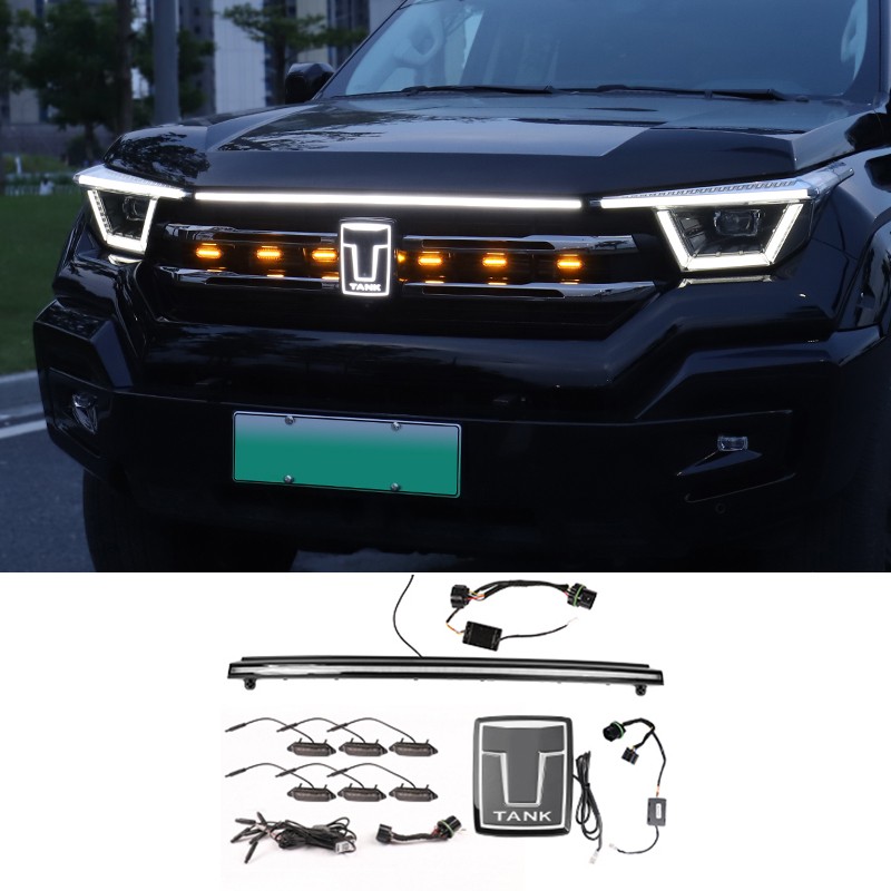 For Great Wall Tank 400 Grille Penetrating Light Flow Light Vehicle Logo Daytime Running Light Modification Special Accessories