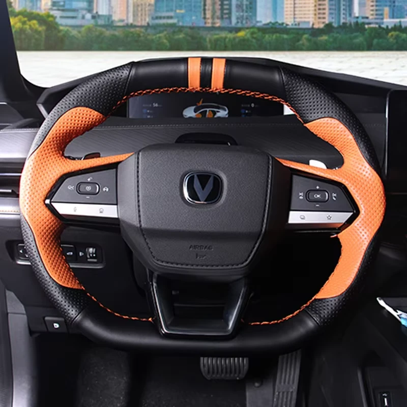 Changan UNI-V UNIV 2022 2023 Car Styling Breathable Non-Slip Leather Steering Wheel Cover Interior Modificated Accessories