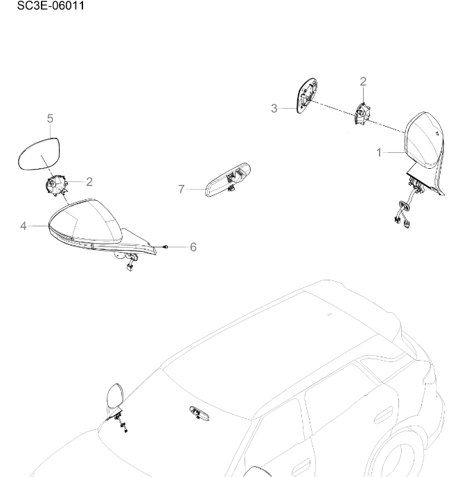 SC3E-06011 rearview mirror