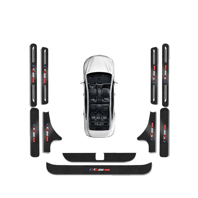 Changan Cs55 Plus 2022-2023 Carbon Fiber Patterned Car Door Sill Strip Prevent Kicking Dirt Auto Cushion Supplies