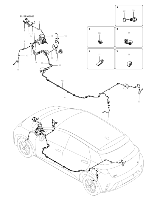 EM2E-03022 Electronic Control Stability System and Brake Pipeline Assembly