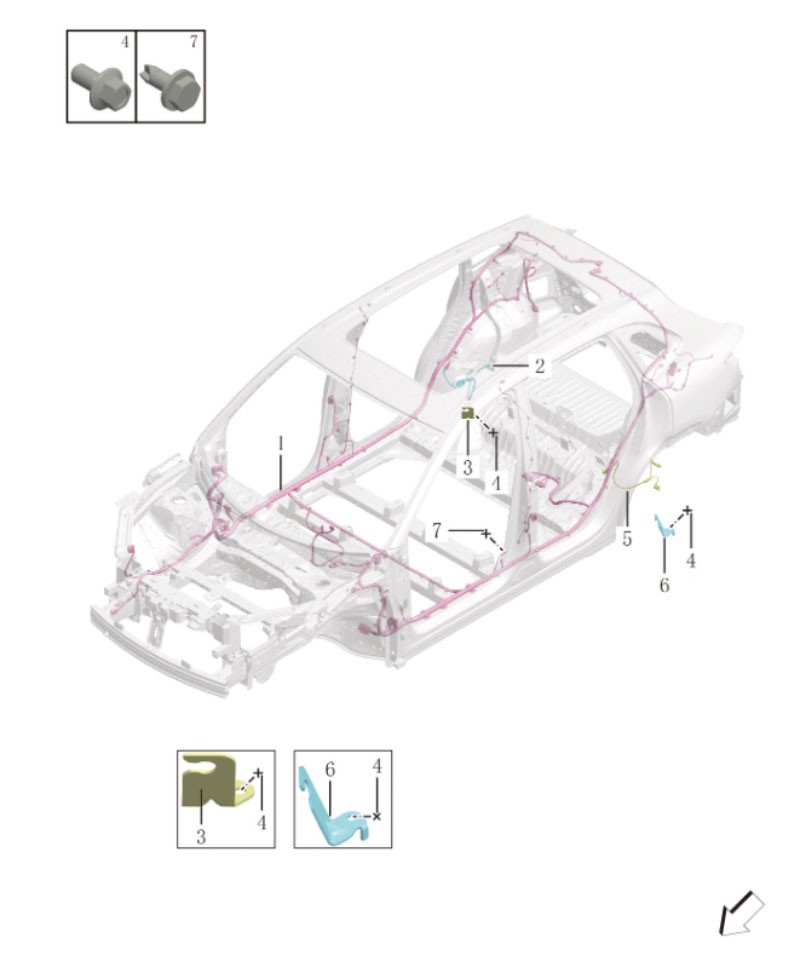 Bottom plate wiring harness7022
