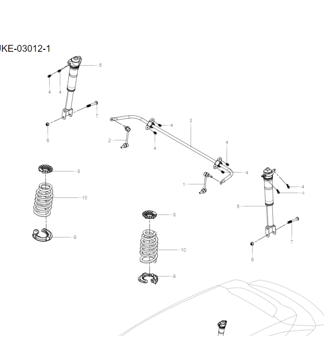 UKEA-03012-1 Rear stabilizer bar and shock absorber assembly