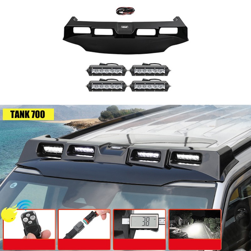 For Great Wall Tank 700 TANK 700 Roof Spotlight Four Eye Spoiler Modification Roof Searchlight Exterior Accessories