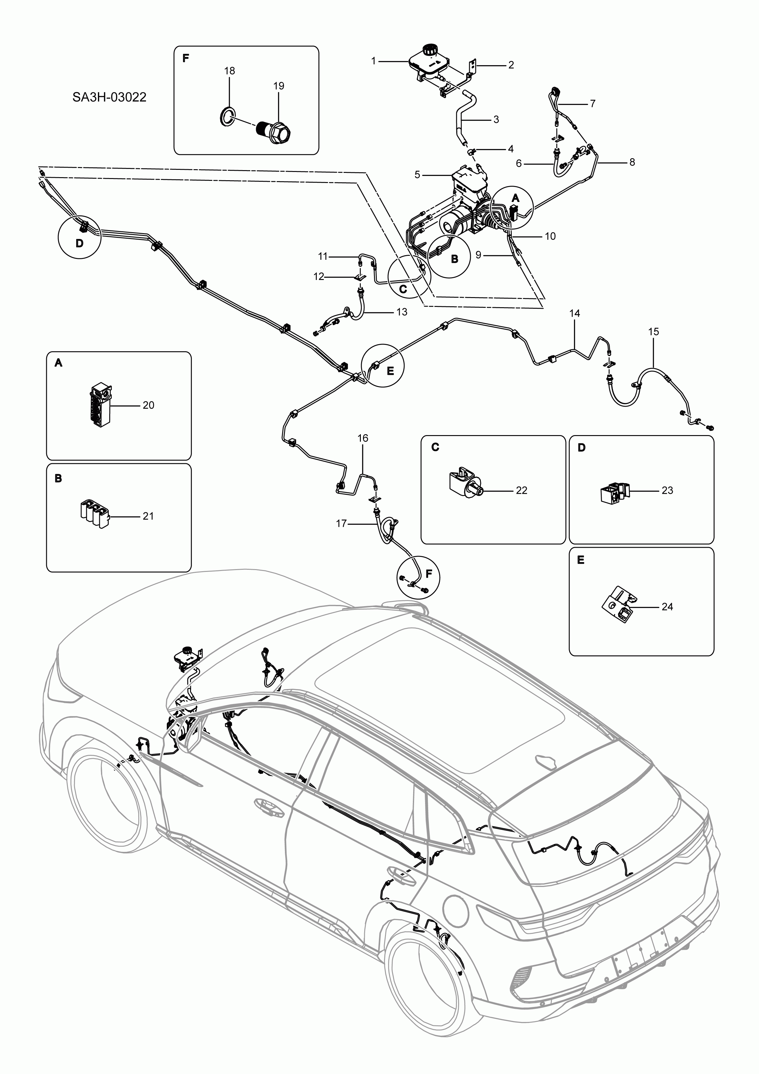 SA3HJ-03022 Electronic control stability system and brake pipe assembly