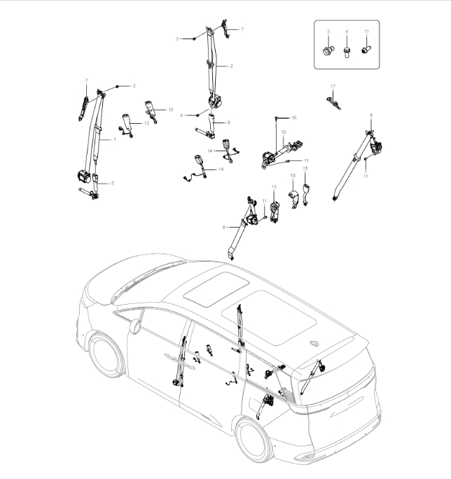 MREH-06016 Full Vehicle Seat Belt Assembly