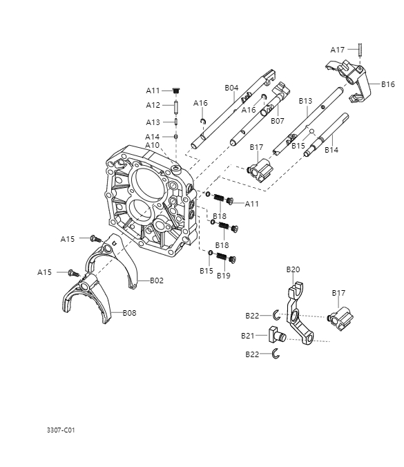 Gear shift fork and shift shaft (MT)3307