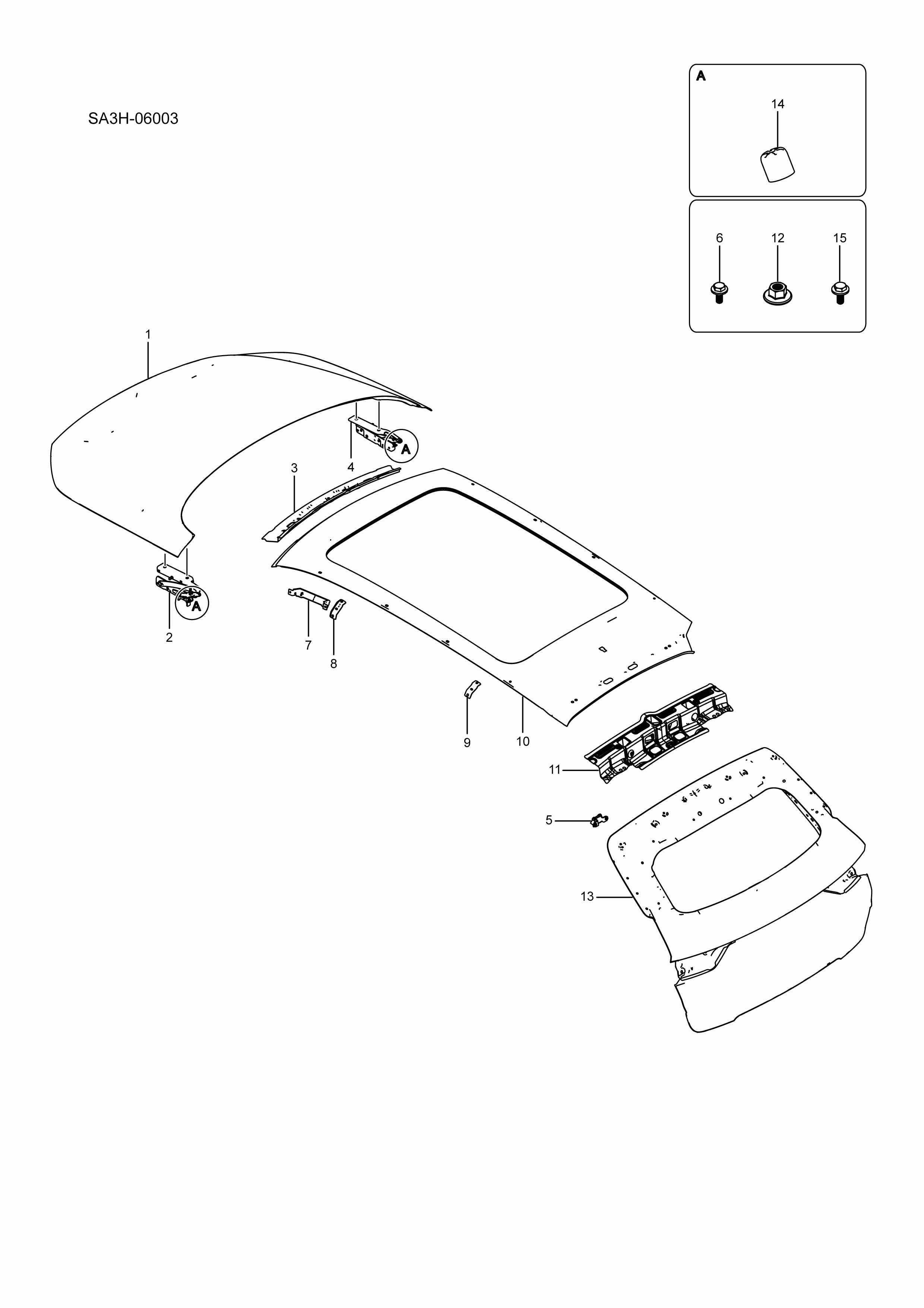 SA3HJ-06003 front and rear hatches and top covers