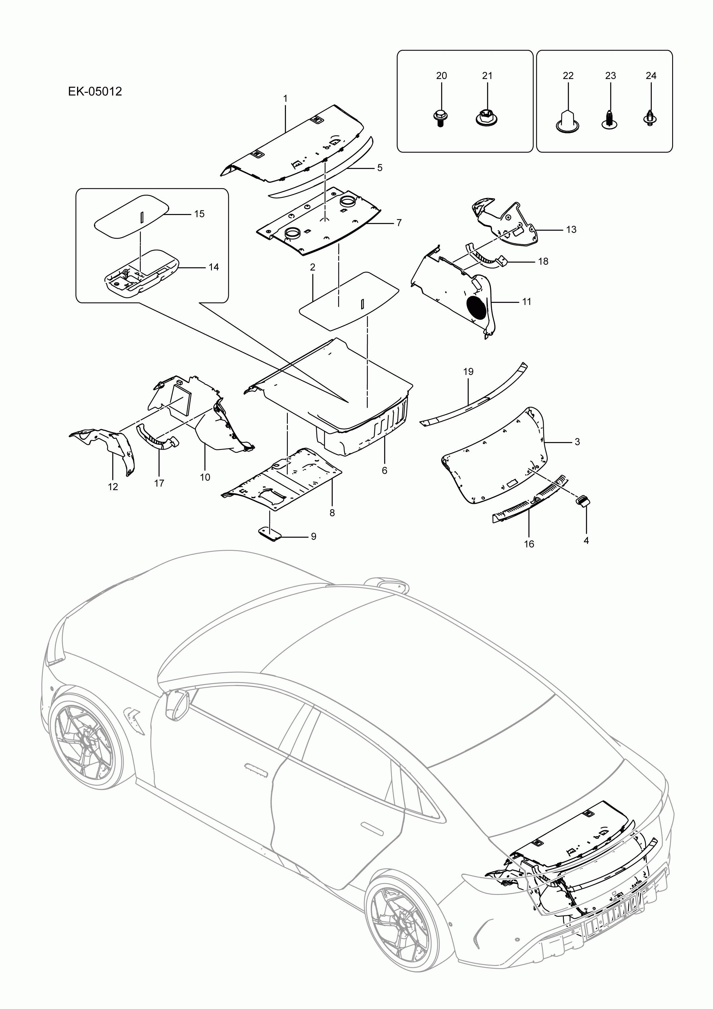 EK-05012 Rear Panel and Luggage Interior