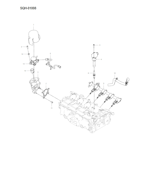 SQH-01008 ignition coil assembly and high pressure fuel system