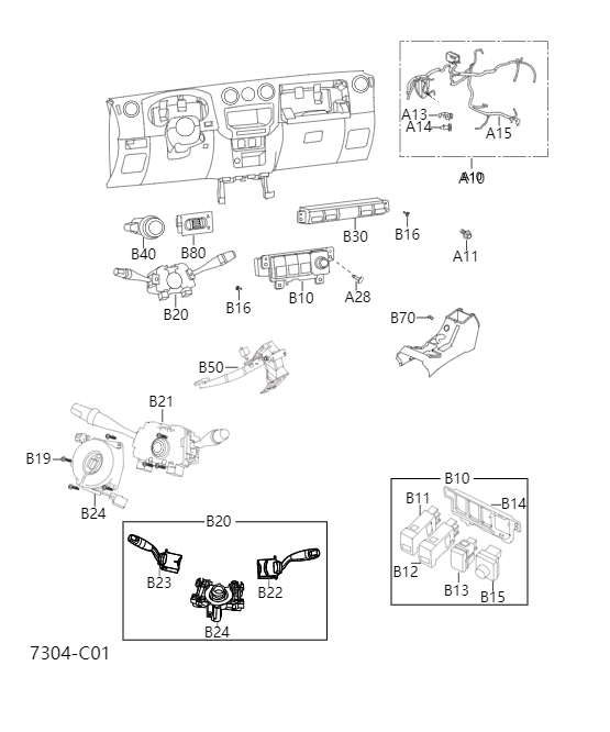 Wiring harness and switch - instrument panel7304