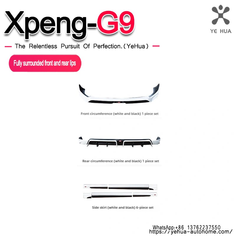 For Xpeng G9 2023-24 Front Shovel Side Skirt RearLip Modified New Style Spoiler Black ABS Body Kit Car Accessories