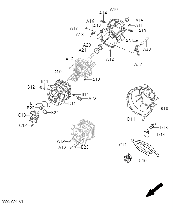 Clutch housing, gearbox housing (MT)3303