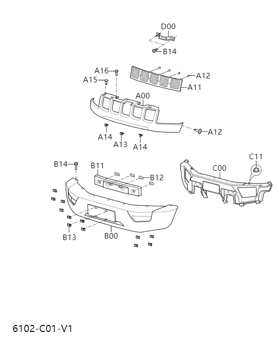 Front bumper and bumper bracket6102