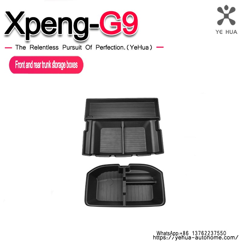 For Xiaopeng G9 23-25  Front Trunk Storage ABS Waterproof  Rear Trunk Organizer Tray Interior Decoration Pad Accessories