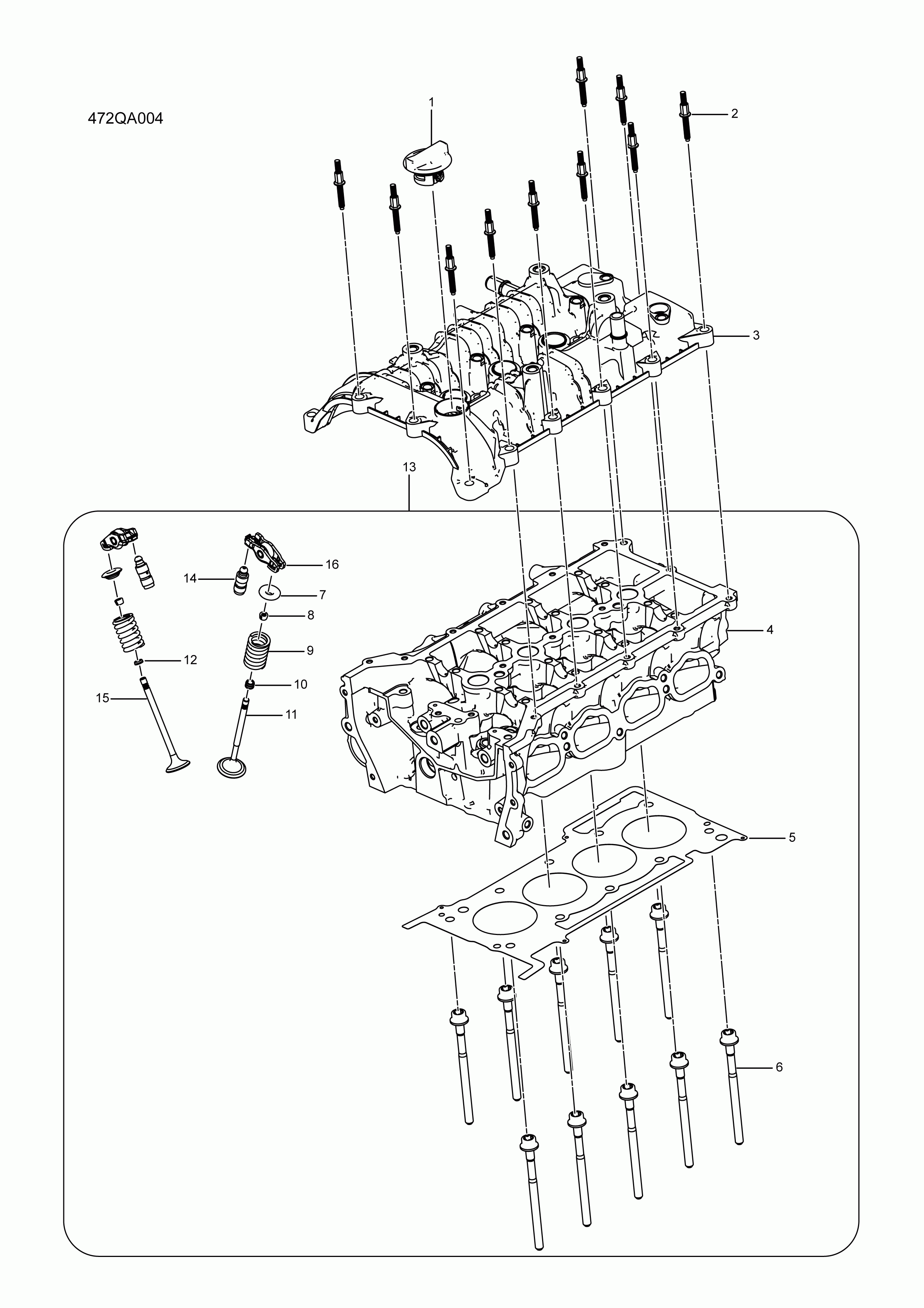 472QA004 cylinder head sub-assembly
