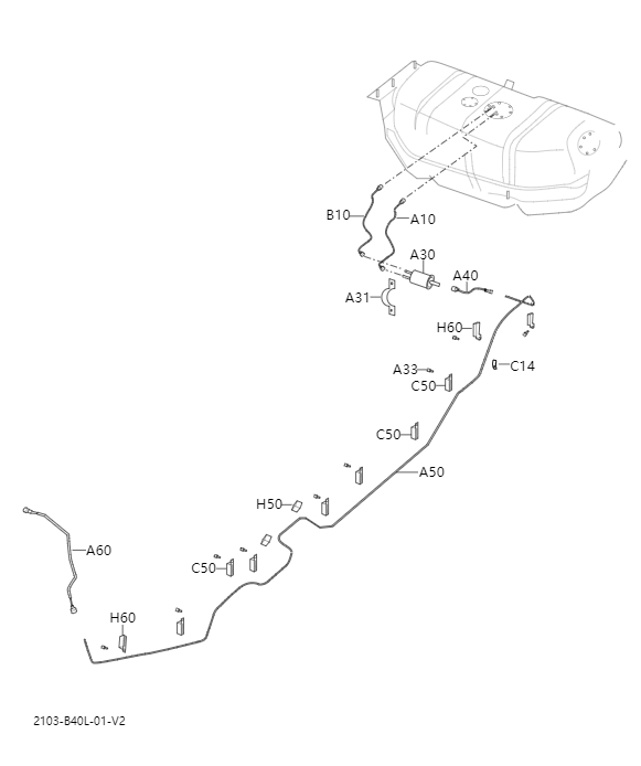 Oil supply pipeline and carbon canister2103