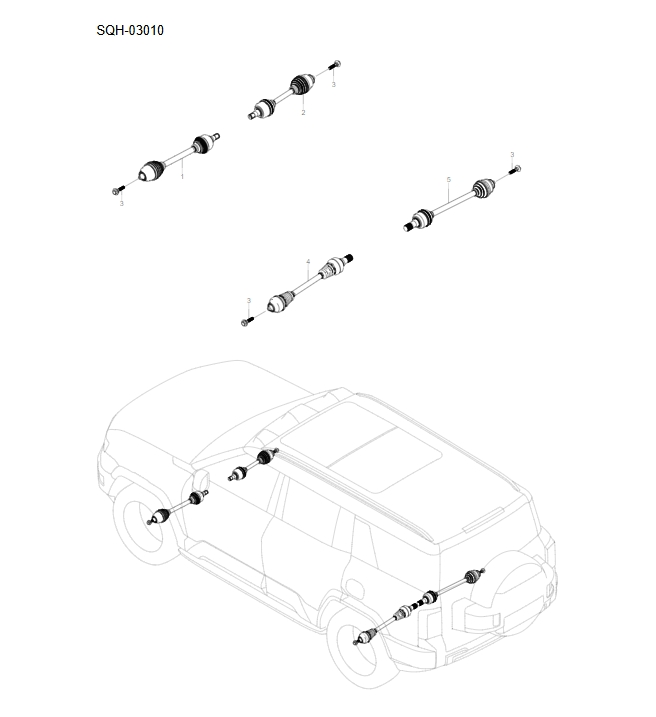SQH-03010 transmission half shaft