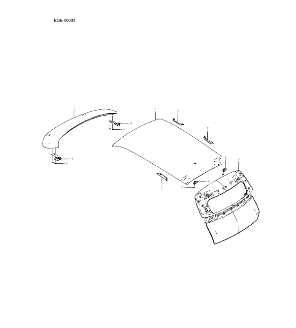 EQE-06003 front and rear hatch covers and top cover