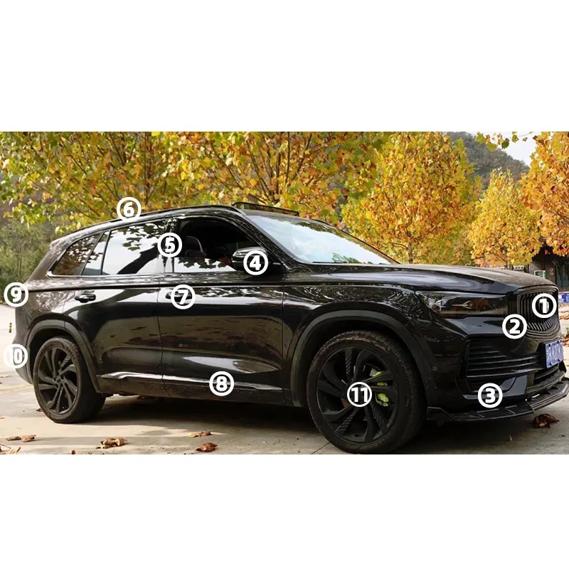 For GEELY Monjaro Manjaro Xingyue L KX11 2022 2023 Blackening and Color Changing Film Black Samurai Stickers on Car Exterior