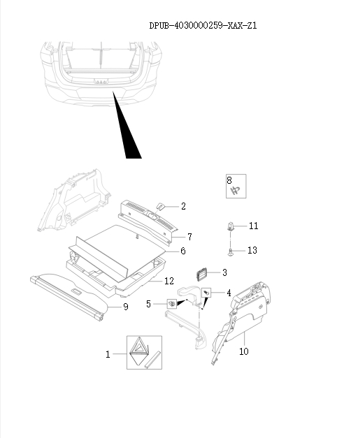 Rear luggage compartment interior parts    60