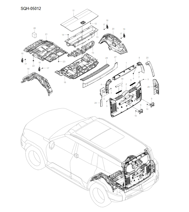 SQH-05012 Rear and luggage compartment interior