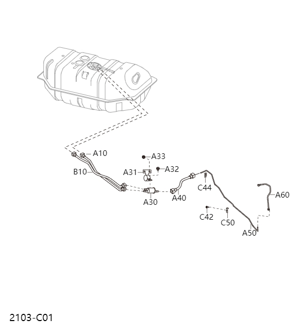 Oil supply pipeline and carbon canister2103