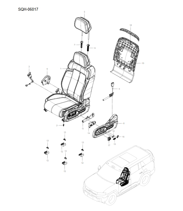 SQH-06017 Main driver's seat assembly