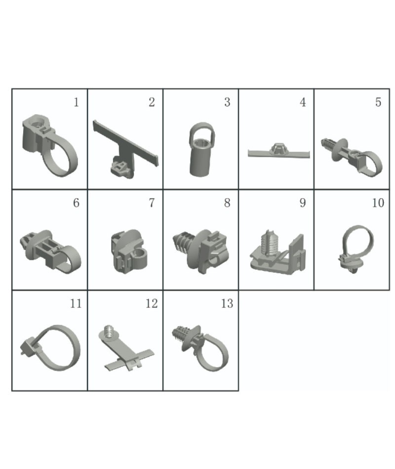 Universal fixing components for wiring harnesses7076