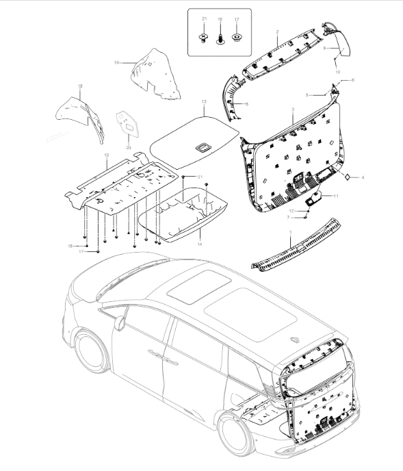 MREH-05012 Rear Panel and Luggage Interior