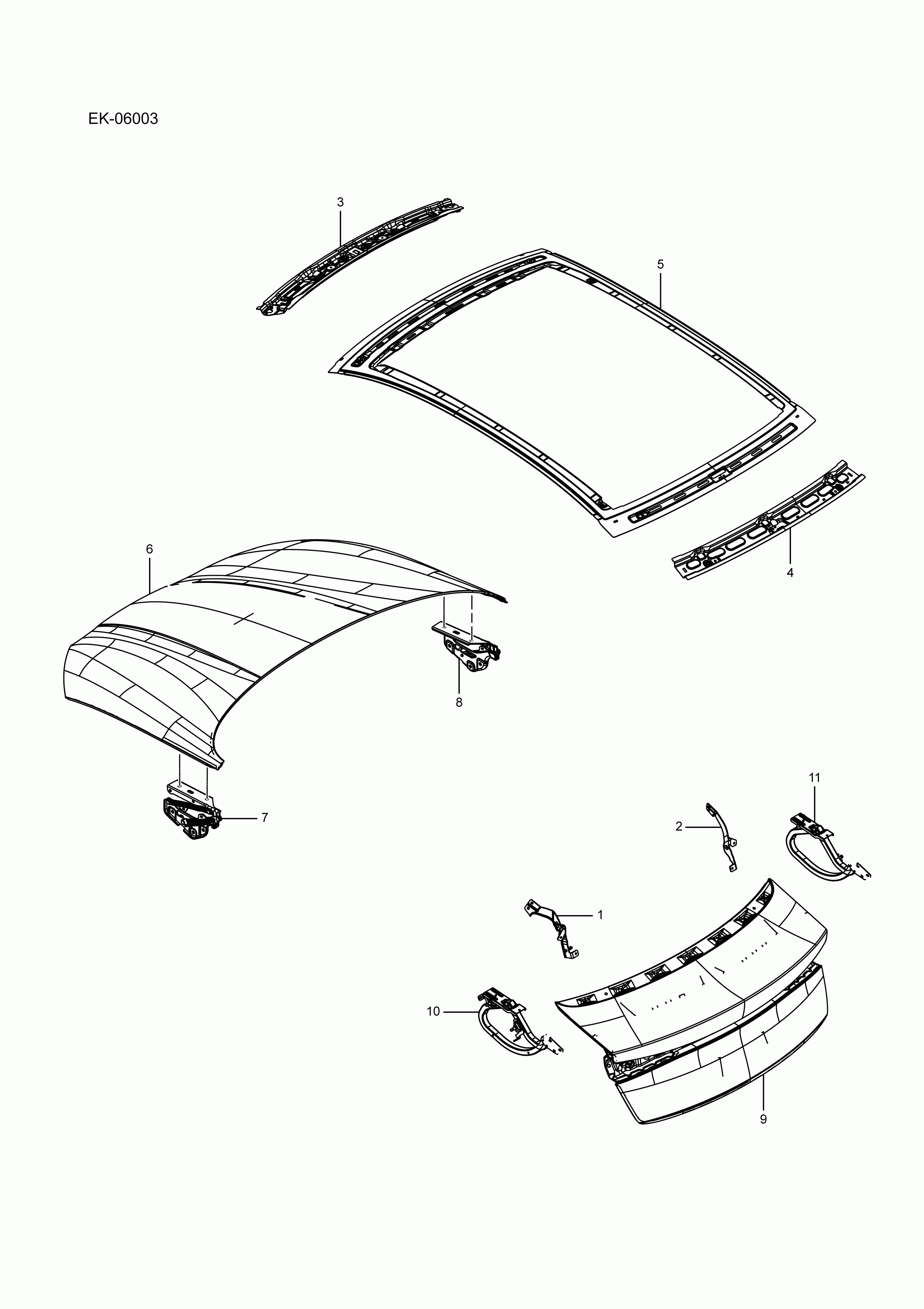 EK-06003 front and rear hatch covers and top cover