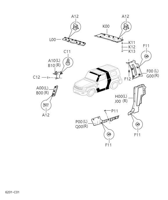 Interior and door decorations of the car body6201