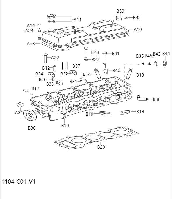 Cylinder head and cover1104