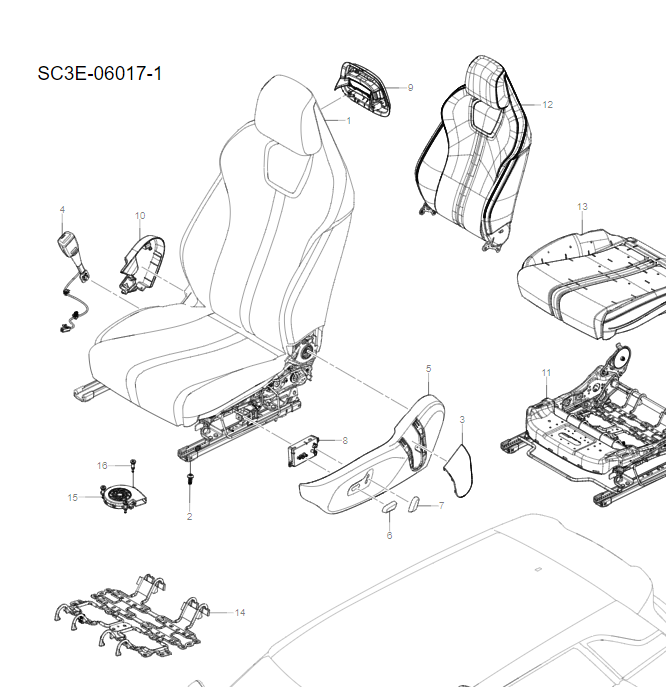 C3E-06017-1 Electric driver's seat