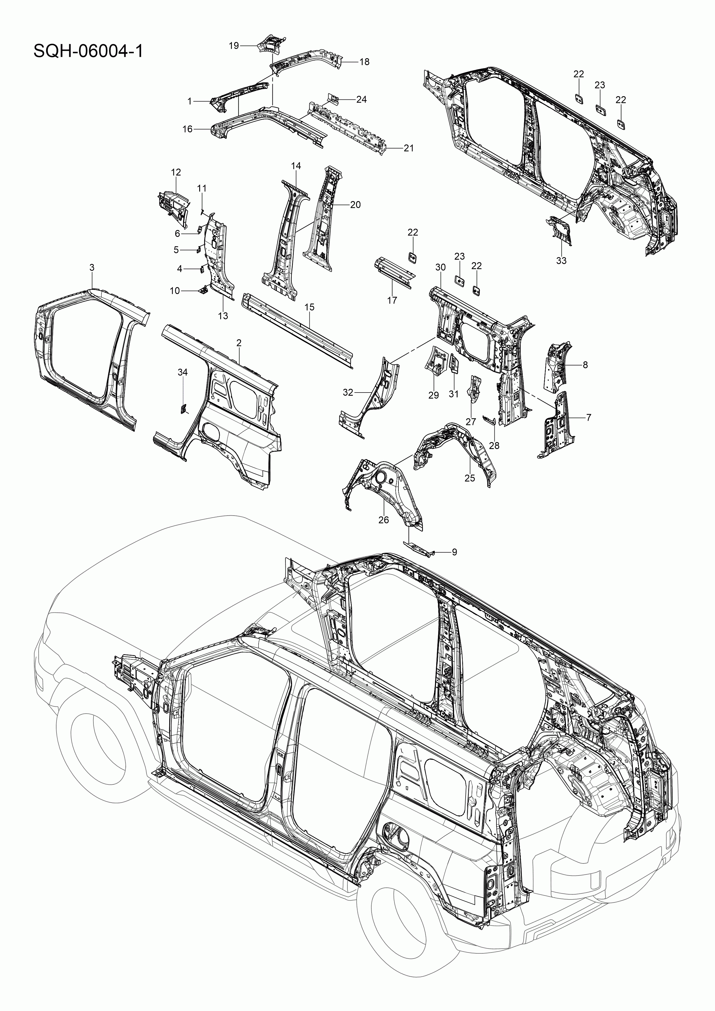 SQH-06004-1 Side panel split parts
