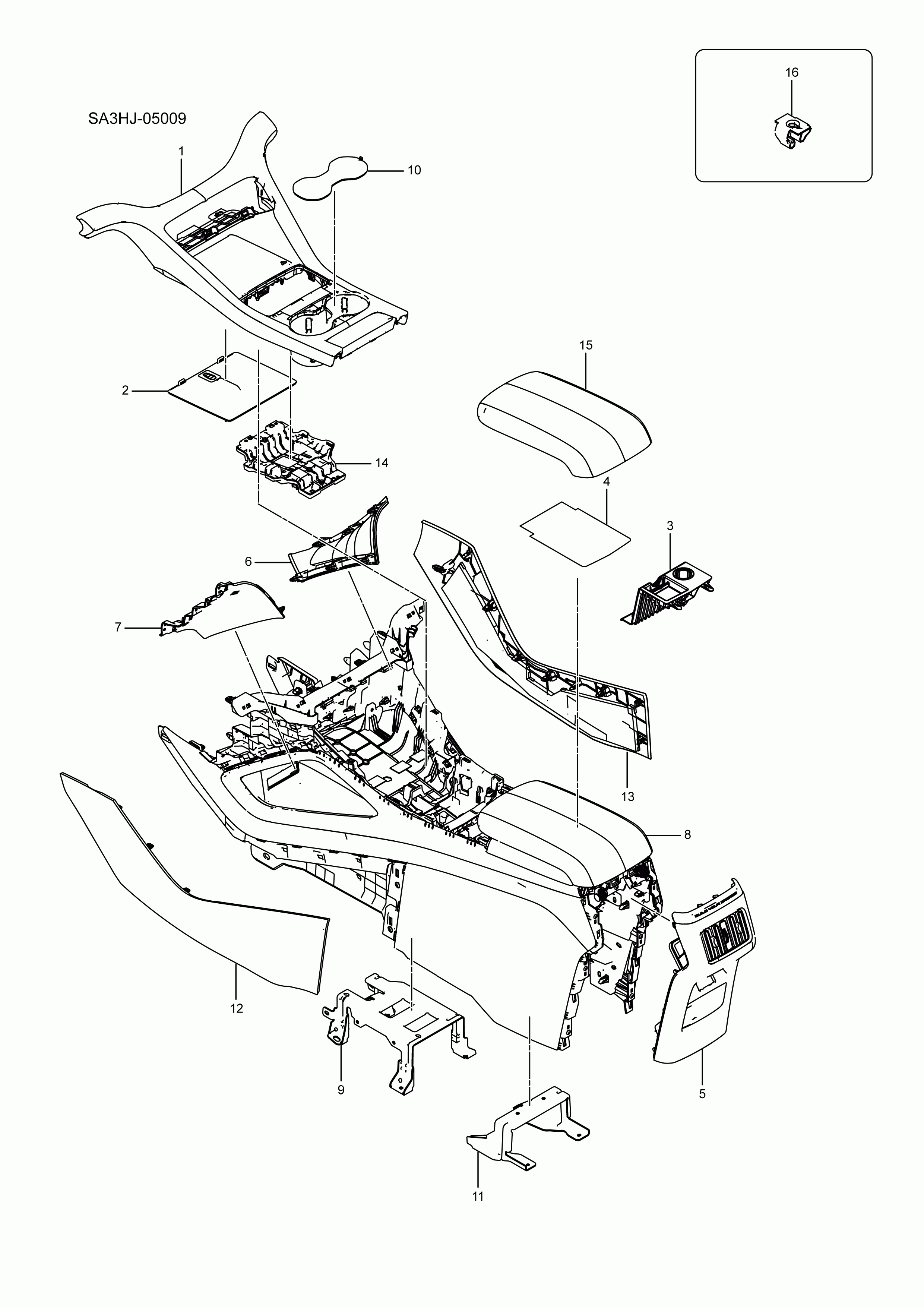 SA3HJ-05009 auxiliary instrument panel