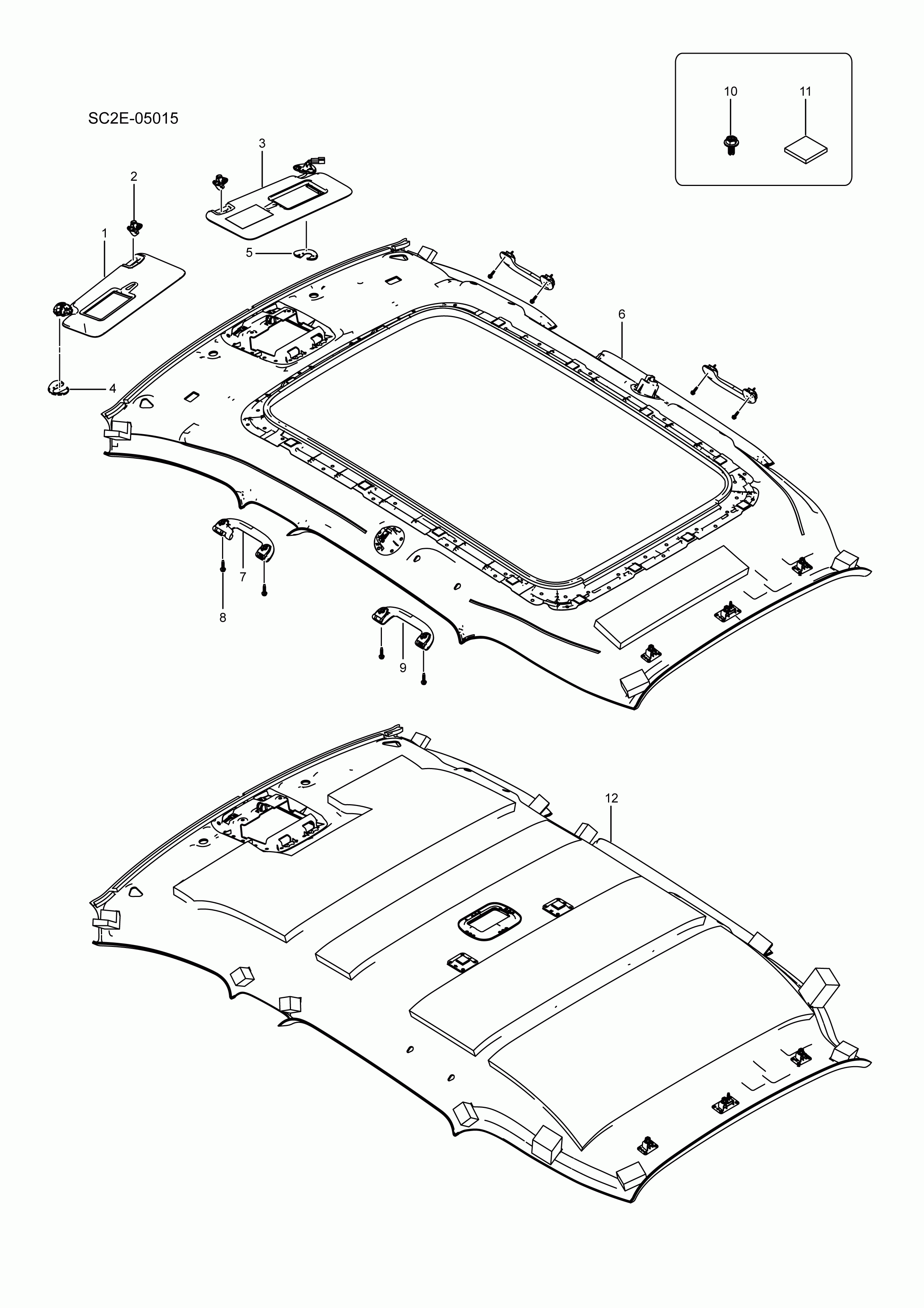 SC2E-05015 Roof sun visor safety handle