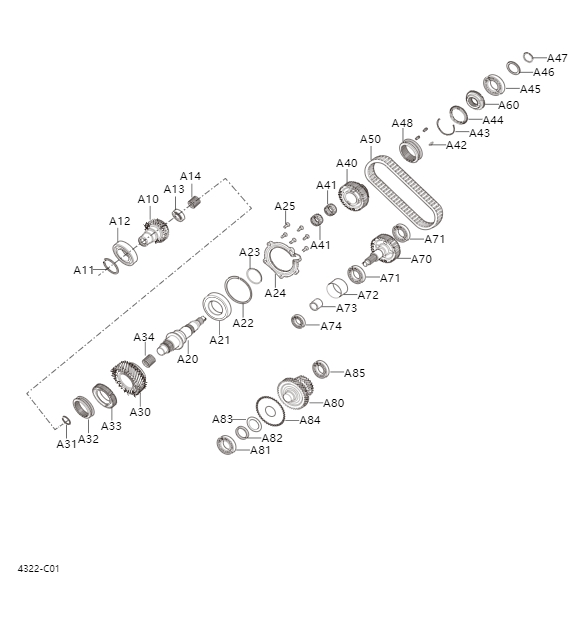 Transfer gear transmission4322