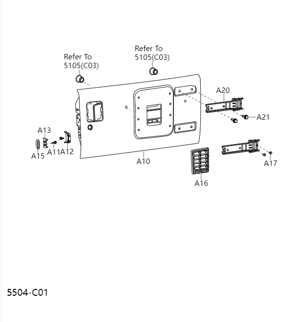 Back door panel and hinge5504