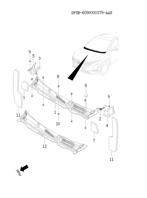 Front windshield lower decorative panel   57