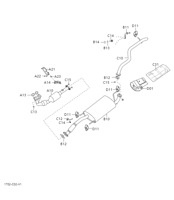 Exhaust pipe and muffler1702