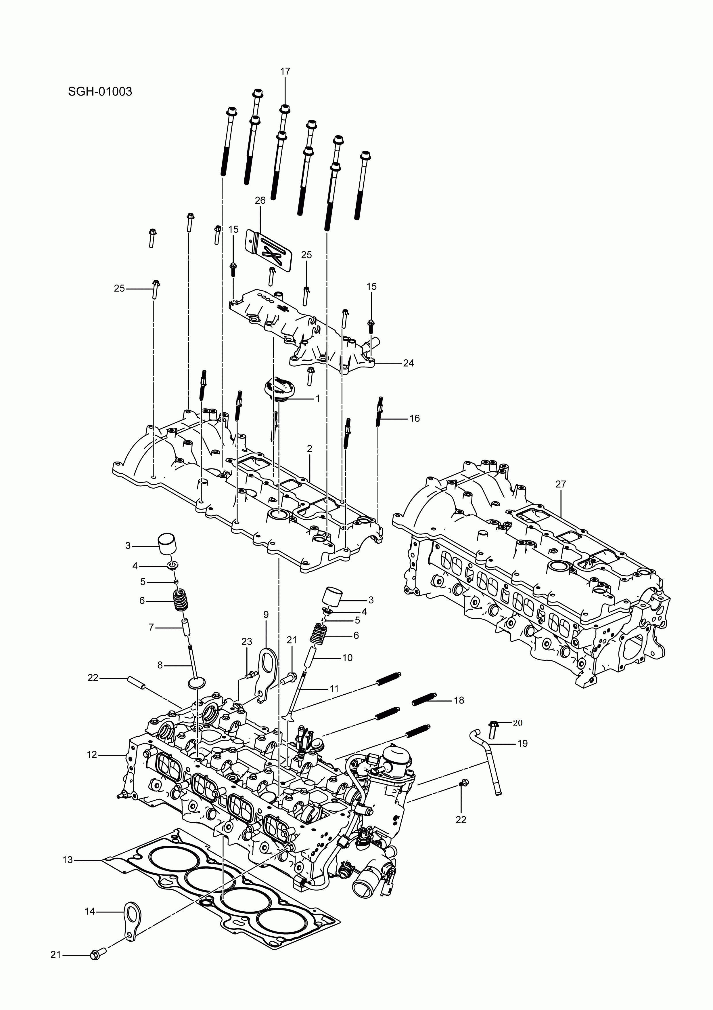 SQH-01003 cylinder head sub-assembly