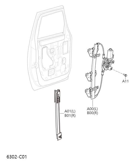 Front door glass lifting mechanism6302-1