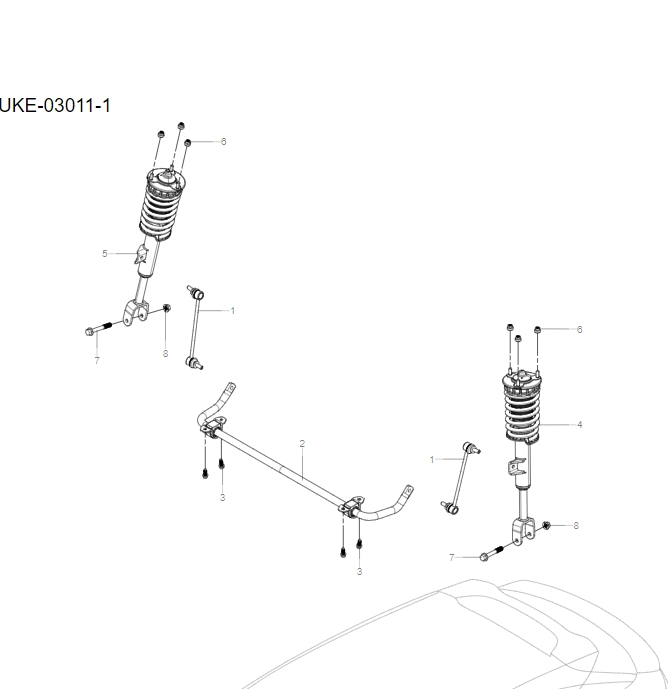 UKEA-03011-1 Front stabilizer bar and shock absorber assembly