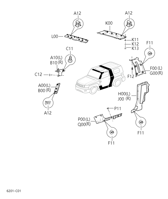 Interior and door decorations of the car body6201