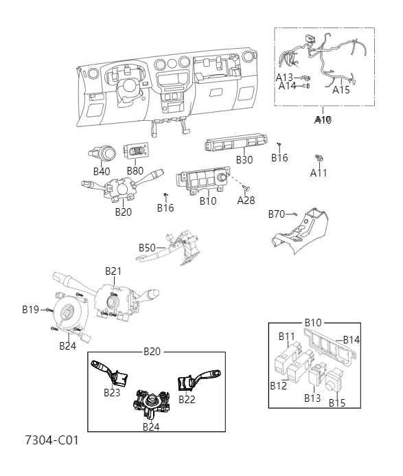 Wiring harness and switch - instrument panel7304-1